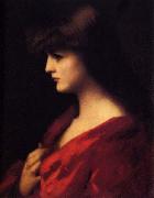 Jean-Jacques Henner Study of a Woman in Red oil on canvas